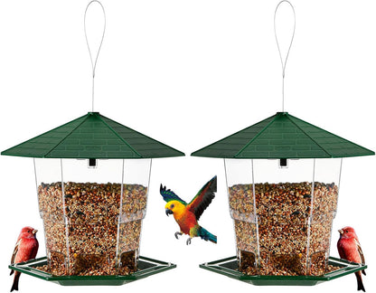 Bird Feeders for Outdoors Hanging Bird Feeder Wild Birds Seed, Green 2 Pack