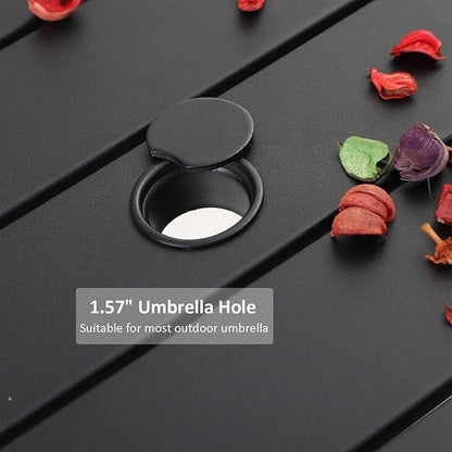 MFSTUDIO Round Outdoor Dining Set for 4, Patio Table and Chairs Set for Deck/Backyard/Poolside/Garden, 5 Piece Patio Furniture Set with Umbrella Hole