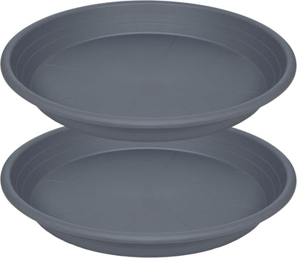 2 Pack of 19 inch Plant Saucer, Large Plant Tray, Heavy Sturdy Plant Drainage Tray for Indoors, Bird Bath Bowls, Sturdy 18 inch Plastic Pot Tray for Planter (Gray)