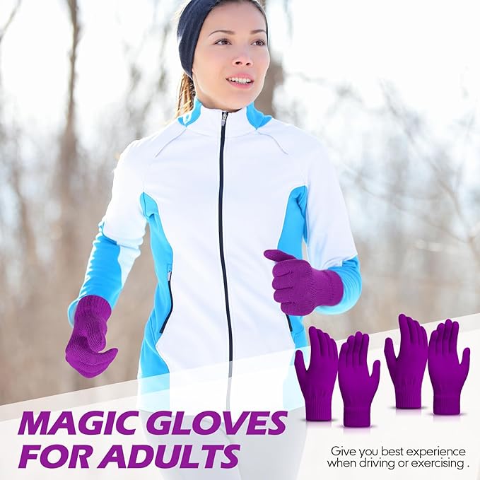 SATINIOR Magic Winter Gloves Unisex Gloves Knit Stretchy Mitten Full Fingers Warm Mitten for Men Women Sports