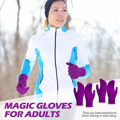 SATINIOR Magic Winter Gloves Unisex Gloves Knit Stretchy Mitten Full Fingers Warm Mitten for Men Women Sports