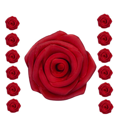 Confect Edible Rose Cake Toppers – Edible Roses for Cupcake & Cake Decorations- Vegan, Gluten-Free, Dairy-Free, Palm Oil-Free -Edible Viva Magenta Roses - Pack of 12