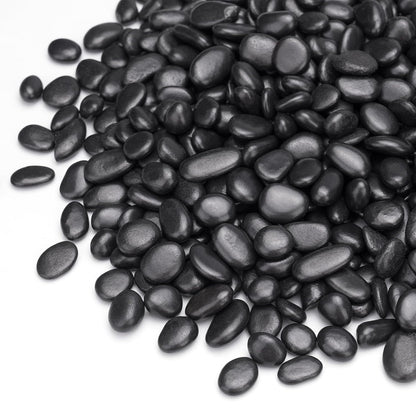 2.5 lbs Black Pebbles for Indoor Plants, Succulent, Bamboo, Vase, 3/8" Plant Rocks for Pots Indoor, Small River Rocks Decorative Pea Gravel, Highly Polished