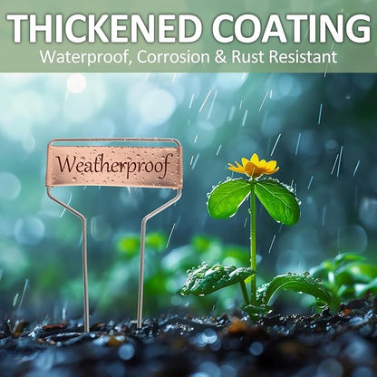 50 Pcs 4 Inch Copper Plant Tags, Metal Plant Labels, Waterproof Garden Label Markers, Weatherproof Metal Garden Tags Plant Labels, Marking Protection Seedling Signs Nursery Tags with 2 Permanent Pen