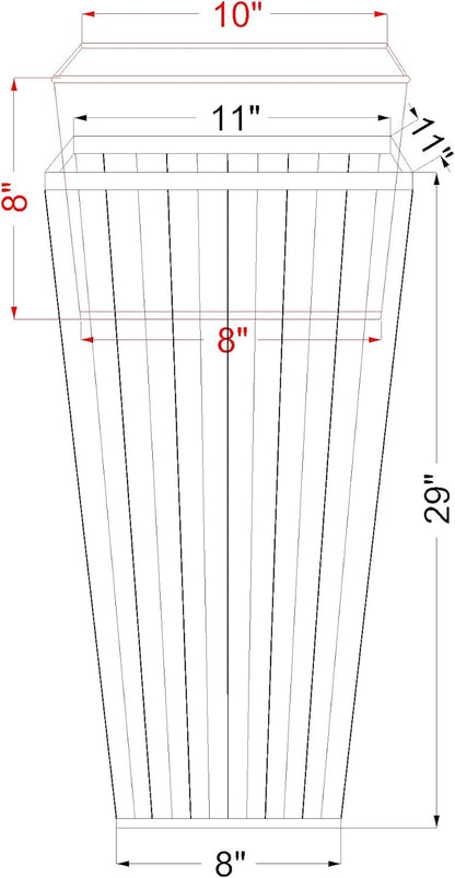 H Potter Copper Planter Tall Ribbed Outdoor Indoor Metal Planters for Patio Deck Garden 29 Inch Small Entrance Planter with Drainage Drip Tray