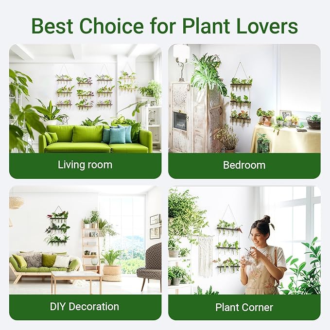 Propagation Station, Plants Terrarium, Plants Lover Gifts for Women,Plant Cutting Holder Home décor,Gifts for Women,House Warming New Home-15 Tubes-Brown