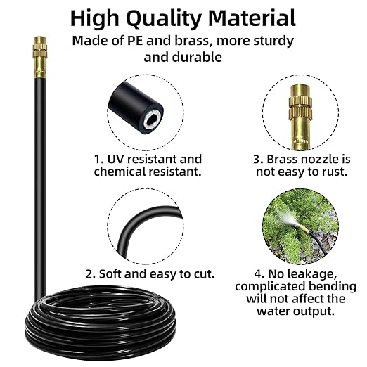 360°Irrigation System for Garden - 40FT Drip Irrigation System with 13 Nozzles, Garden Watering System, Greenhouse Accessories, Atomizing System for Garden, Yard, Lawn, Potted Plants, 5/16 inch Hose