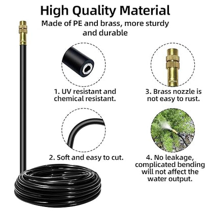 360°Irrigation System for Garden - 40FT Drip Irrigation System with 13 Nozzles, Garden Watering System, Greenhouse Accessories, Atomizing System for Garden, Yard, Lawn, Potted Plants, 5/16 inch Hose