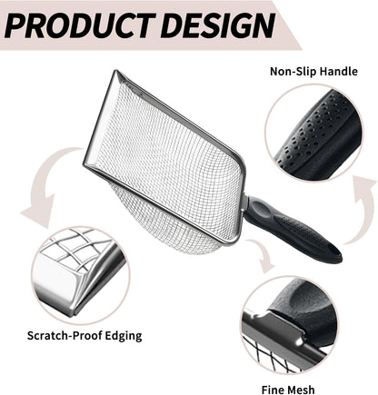 2 PCS 2-in-1 Gardening Soil Sifter Set with 3.8/5mm Mesh, Garden Sieve & Shovel Sifter Screen Potting Scoop for Sand, Dirt, Rock Compost, Stainless Steel & Ergonomic Handle