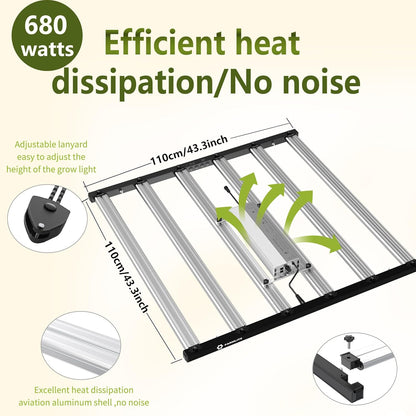 Grow Light FARMLITE LED Grow Lights for Indoor Plants Full Spectrum Growing Light Plant Hanging Growing Lamps Seedling Daisy Chain Dimmable Board 4x4ft Coverage (680watts)