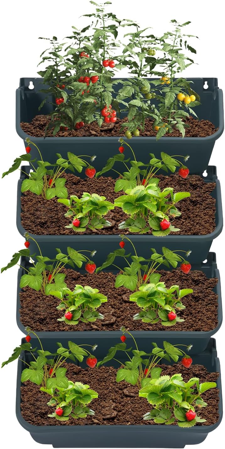 16 Pack Vertical Garden Planter,13 inch Wall Mounted Planter for Patio Indoor Outdoor Decor, Garden Self Watering Pot Balcony Plant Vegetable Fruit Herb Hanging Pocket Holder Flowerpot (Army Green)