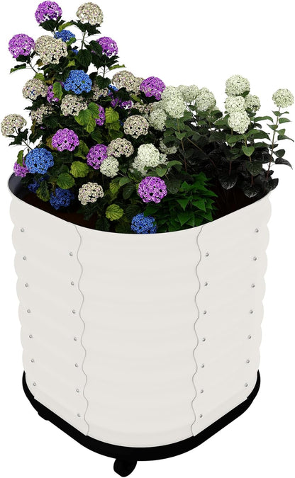 24x24x28in Galvanized Raised Garden Bed with Wheels & Water Reservoir – Durable Outdoor Planter Box, Elevated Raised Beds for Gardening, Portable Garden Box for Indoor/Outdoor Plants,White