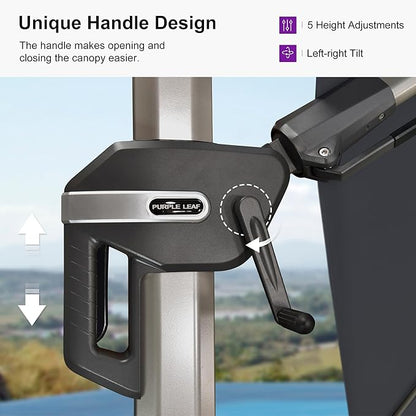 PURPLE LEAF 9' X 12' Left-right Tilting Patio Umbrella with Base Outdoor Swivel Cantilever Offset Aluminum Umbrella with Champagne Frame and 360-degree Rotation for Garden Deck Pool, Grey