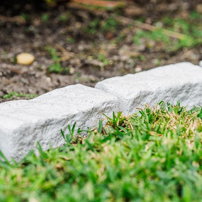 Beuta Landscape Edging | Garden Edging Border | No Dig Faux Stone Bricks & Spikes for Lawn Edging, Flower beds, Pathways & Yards – 1 Pack | Each Pack Has 6 Bricks 48" Lx 4" W x 2.25" H|Limewash