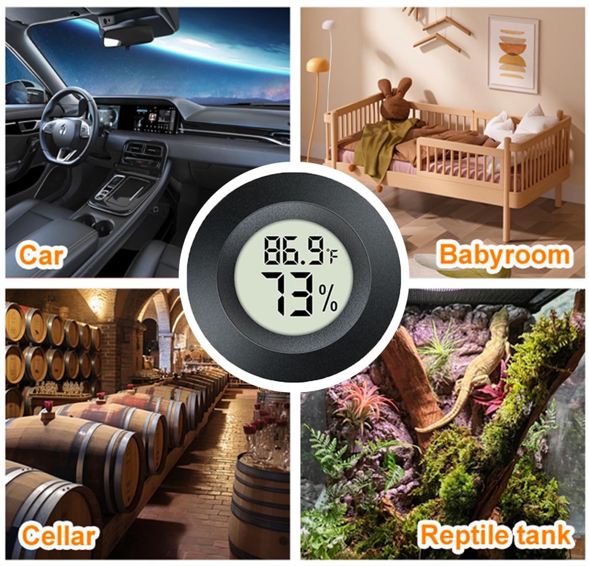 3 Pack Mini Hygrometer Thermometer Digital Humidity Meter Indoor/Outdoor Humidity Monitor Reptile Thermometer for Humidors Garden Cellar Greenhouse ℉/ ℃ (3)