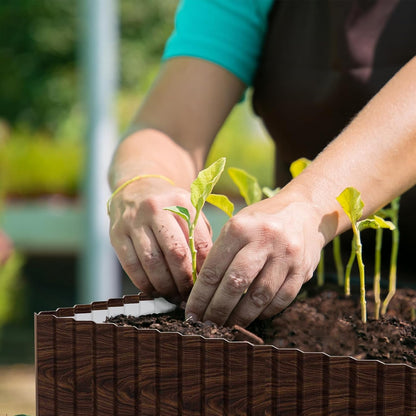 SnugNiture Corrugated Metal Garden Edging,10" x 20' Sturdy Lawn Edging Border,Landscape Edging Border for Lawn, Flower Bed,Garden and Yard(Brown)