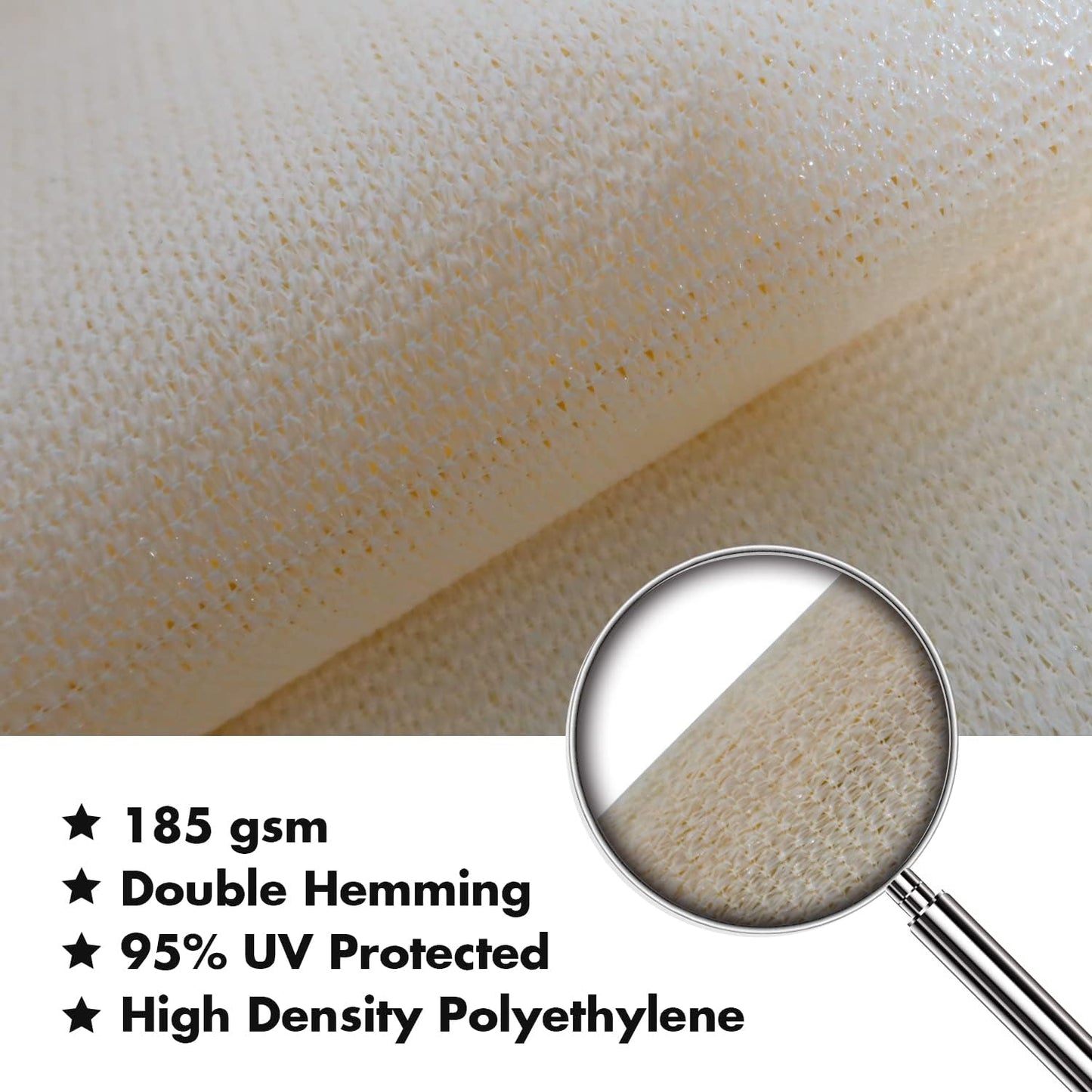 KANAGAWA 6'X10' Cream Custom Size Sun Shade Sail Rectangle UV Block Canopy Cover for Patio Backyard Lawn Garden Outdoor (Customized Available)