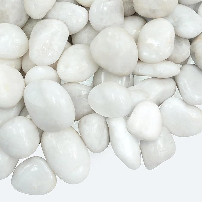 20lbs Large River Rocks, White Pebbles for Plants 2-3 Inch, High Polished Natural Decorative Stones for Aquarium Vase Filler Fish Tank Landscaping Garden