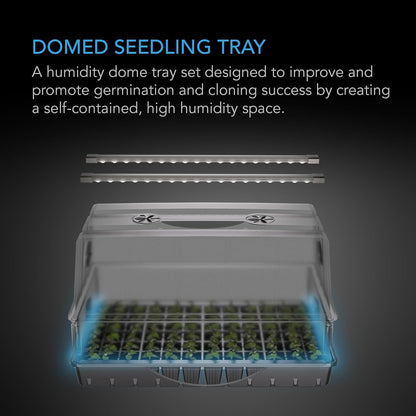AC Infinity Heavy-Duty Large Humidity Dome w/Full Spectrum LED Grow Light Bars, Samsung LM301H EVO Diodes, Drip Tray, 6x12 Cell Seed Tray, 3mm Thick Dome, Vented Extension Panels, for Seed Starting