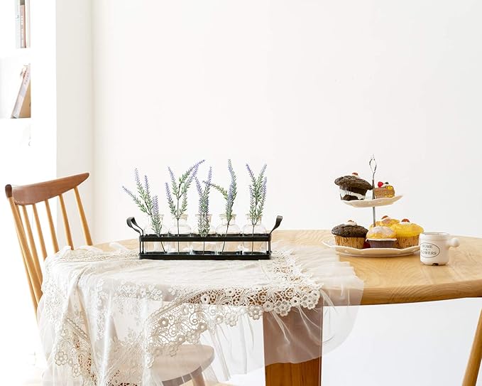 Mkono Propagation Stations with Metal Stand, Desktop Plant Terrarium Glass Planter Vase for Hydroponic Plants Flower Cutting Home Office Garden Decor Plant Lover Gifts, 5 Jars