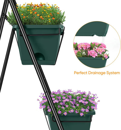 Vertical Raised Garden Bed 3 Tier Garden Planter Standing Planter Box Herb Garden Planter Outdoor and Indoor for Vegetables Flowers Green