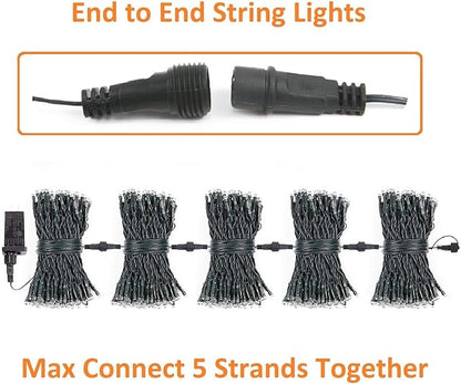 Connectable 100LED 42Ft 13Modes Christmas String Lights Outdoor Indoor | Extendable Green Wire Warm White Christmas Tree Lights with Timer | Twinkle Fairy Light Plug in for Xmas Tree (Warm White)