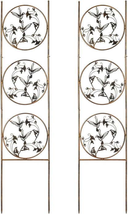 SUNNYPARK Set of 2 Hummingbird Metal Garden Trellis for Climbing Plants, Decorative Vegetables Flowers Vine Trellis for Outdoor Patio 55'' H x 12.4'' W