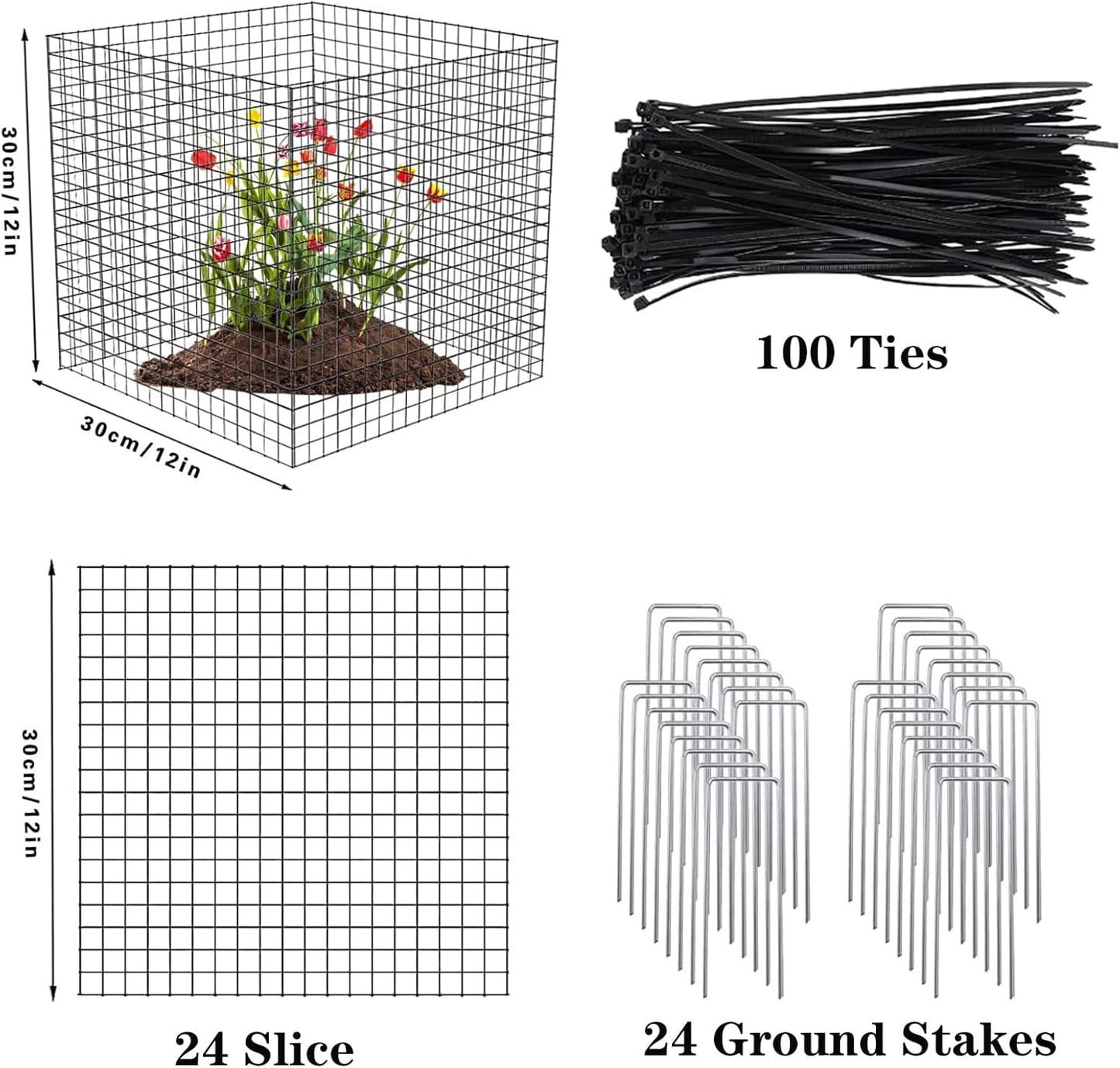 Small Wire Plant Protectors, 6 Pack Square Plant Protectors from Animals Mesh Plant Cage Chicken Wire Cover for Protect Plants, Garden,Shrubs and Vegetables from Animals(12x12 in)