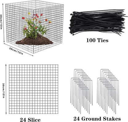 Small Wire Plant Protectors, 6 Pack Square Plant Protectors from Animals Mesh Plant Cage Chicken Wire Cover for Protect Plants, Garden,Shrubs and Vegetables from Animals(12x12 in)