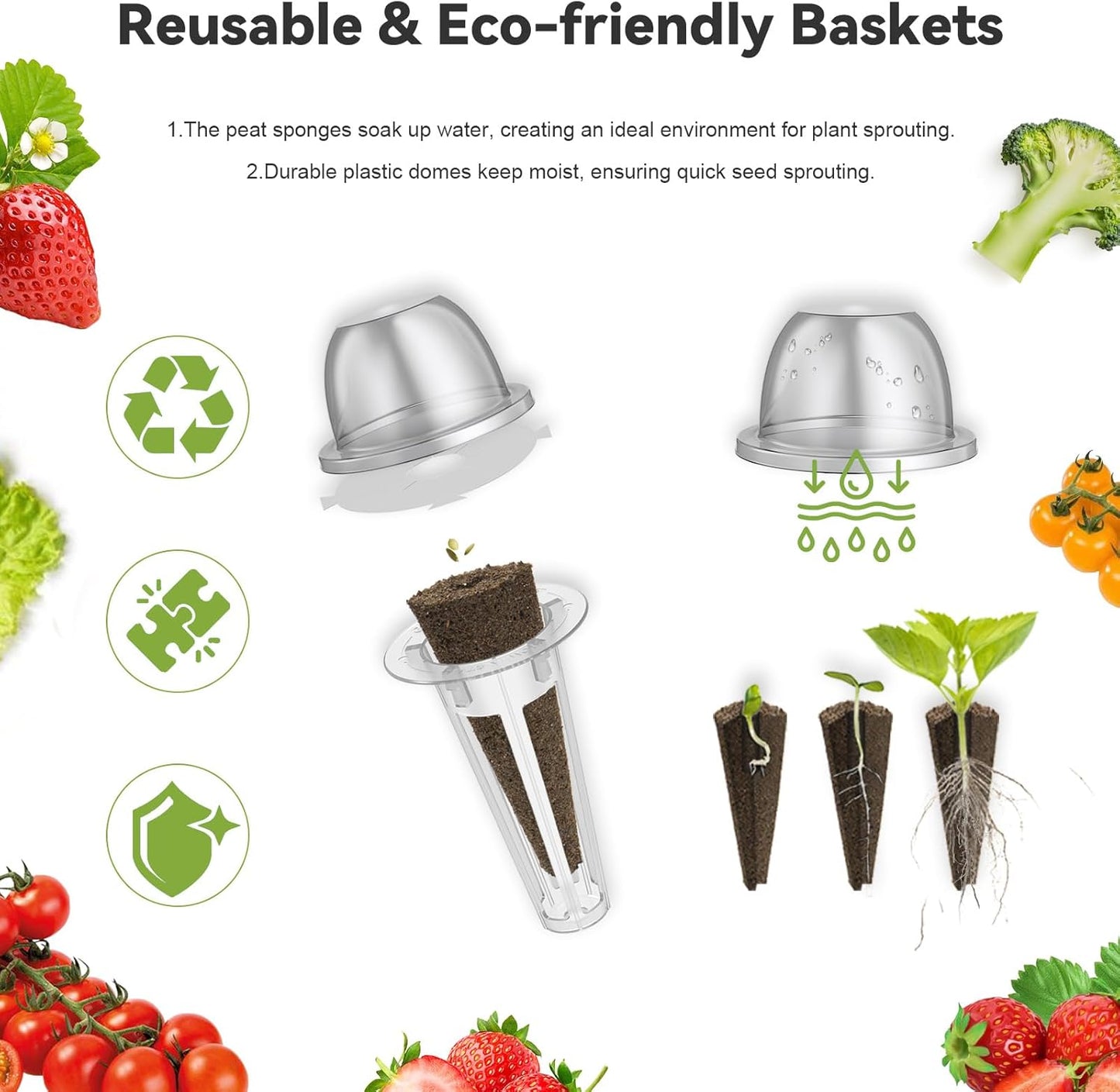 inbloom 18-Pod Vegetable Seed Pod Kit for AeroGarden, Ahopegarden, Gardencube Hydroponic Garden with 350+ Seed: Strawberry, Cucumber, Green Pepper, Cherry Tomato, Radish, Dwarf Pea – Mothers Day Gift