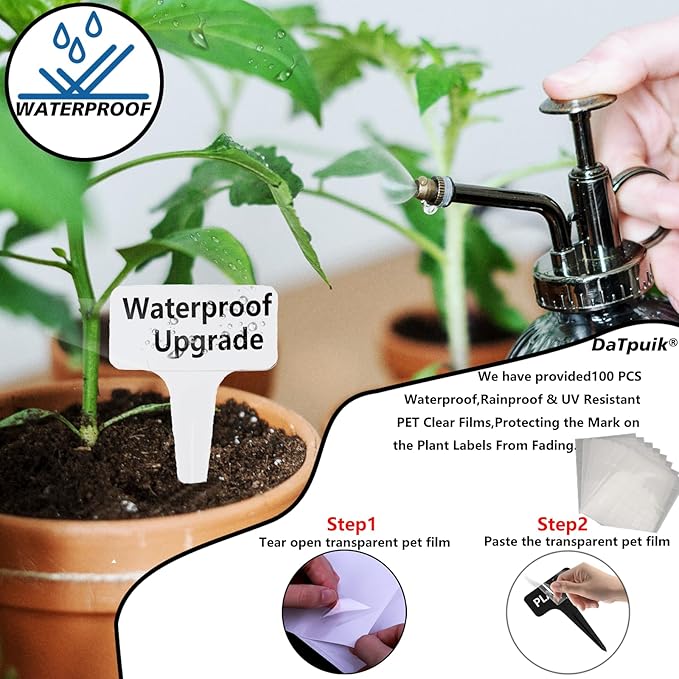 100 PCS White Plastic Plant Tags Thick Gardens Labels T-Type Nursery Markers Re-Usable