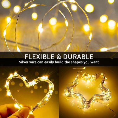 JMEXSUSS 4 Pack 100 LED Solar Fairy Lights, 33ft Warm White Solar String Lights Outdoor Waterproof, 8 Modes Copper Wire Solar Twinkle Lights for Garden Yard Tree Wedding