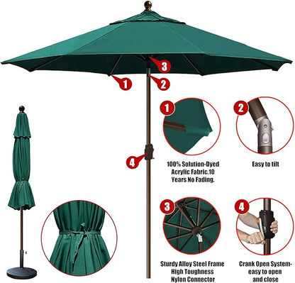EliteShade USA 10-Year-Non-Fading 10Ft Market Umbrella Patio Umbrella Outdoor Table Umbrella with Ventilation, Forest Green