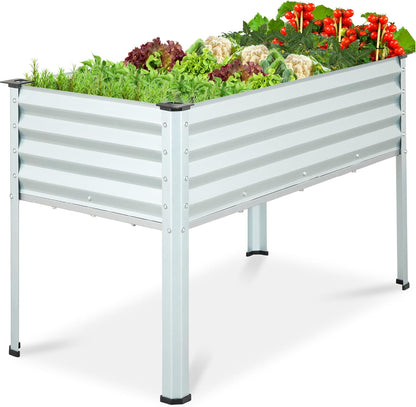 Best Choice Products 48x24x30in Galvanized Raised Garden Bed, Metal Elevated Planter Box, Vegetable Garden for Backyard, Patio, Balcony - Silver