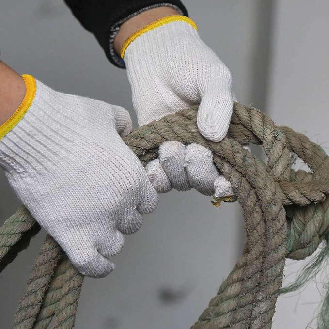 Evridwear Cotton Polyester String Knit Shell Safety Protection Work Gloves for Painter Mechanic Industrial Warehouse Gardening Construction Men One Case (12 PairsX20) With no dots, M Size