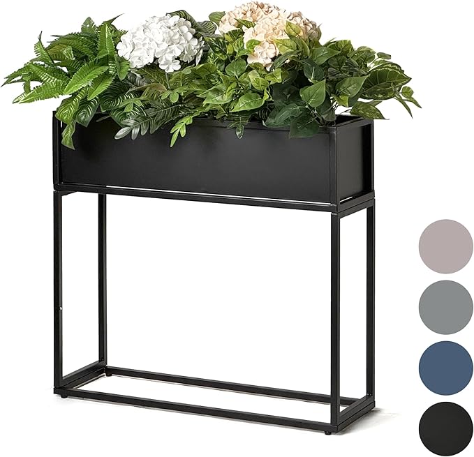 Cocoyard Elevated Planter Box - 28 Inch Durable Raised Garen Bed for Herbs and Flowers - Tall Rectangle Planter for Outdoor Plants & Backyard Gardening (Black, 28" H)
