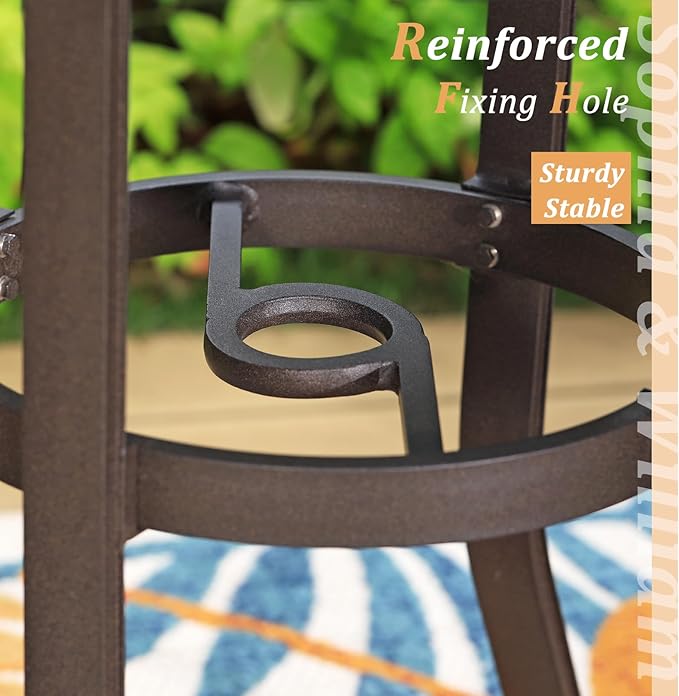 Sophia & William 3 Pieces Cast Aluminum Patio Bar Set, Round Outdoor Bar Table and 2 Swivel Bar Counter Height Chairs Set, Modern Patio Pub Bistro Set with Outdoor Stools