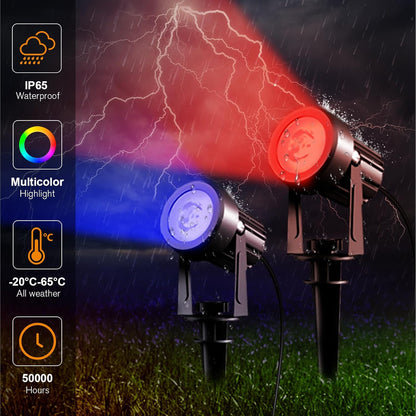 APONUO Solar Spot Lights - Outdoor 6-in-1 Landscape Lights, Dusk to Dawn Solar Uplights, IP65 Waterproof, 9.8ft Cable for Yard, Pathway, Garden, Tree Decoration (Multicolor)