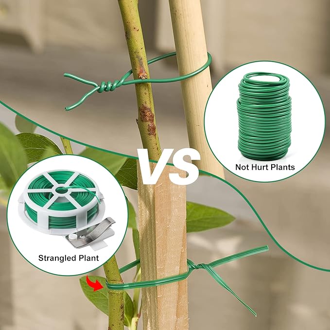 Decoroca Soft Plant Ties for Support - 65.6' Reusable Waterproof Plant Wire, Garden Twist, Office Organization and Decoration Binding（3pcs/Green）