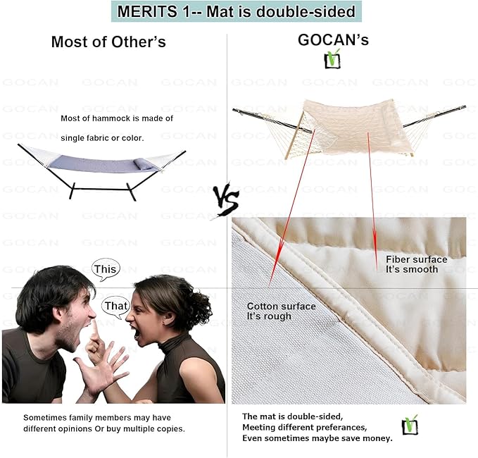 Mesh Hammock,Cotton Rope hammocks with Pad Chains Hooks Tree Straps fit Stands from 9' to 15' for Outside Indoor Patio Yard