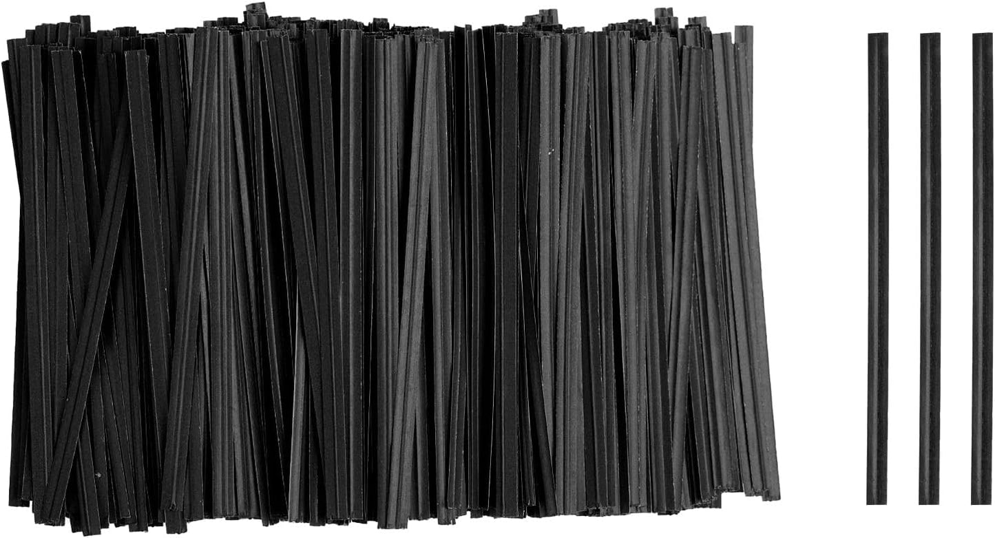 HARFINGTON 1000pcs Bag Twist Ties 3.5" Reusable Kraft Paper Twist Ties Wire Cable Ties for Party Bread Candy Cake, Black