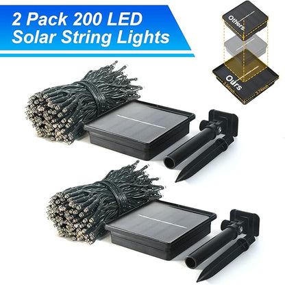 JMEXSUSS 2 Pack Blue Solar Christmas Lights, Total 400 LED 151FT Solar String Lights Outdoor Waterproof, 8 Modes Blue Christmas String Light for Outside Garden Party Patio Tree Decorations