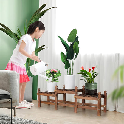 3 Tier Plant Stand Indoor,Wooden Low Plant Bench for Multiple Plants,Corner Flower Pot Stand Long Plant Holder for Balcony Patio Garden Decor (Free-Style Combination)