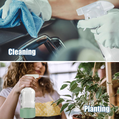 JohnBee Glass Spray Bottles with Silicone Sleeve, 2 Pack16 oz Empty Refillable Containers with Adjustable Nozzles, Spray Bottles for Hair, Cleaning Solutions and Plants, Olive Green&Yellow