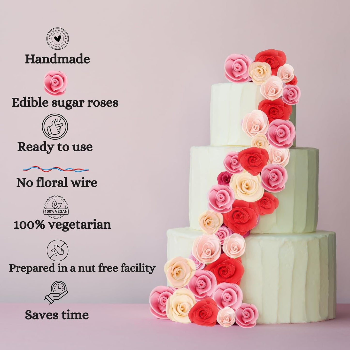 Confect Edible Flower | Edible Flower for cake decorations | Edible Flower Cupcake Toppers | Cupcakes & Doughnut Edible Toppers | Edible Hot Pink Flower- Vegan, Gluten-Free, Soy-Free, Dairy-Free, Palm Oil-Free -Pack of 12