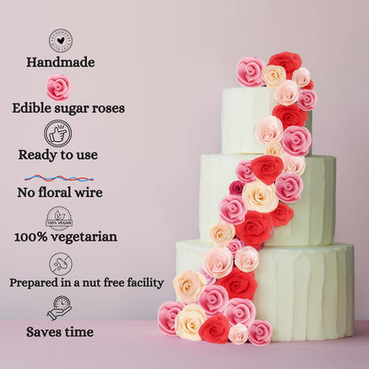 Confect Edible Flower | Edible Flower for cake decorations | Edible Flower Cupcake Toppers | Cupcakes & Doughnut Edible Toppers | Edible Hot Pink Flower- Vegan, Gluten-Free, Soy-Free, Dairy-Free, Palm Oil-Free -Pack of 12