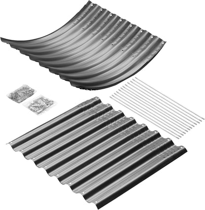 Land Guard 8x4x3ft Oval Galvanized Raised Garden Beds, Large-Capacity Metal Planter Box Outdoor, Durable Deep Raised Garden Bed 3ft Tall, Raised Beds for Gardening Vegetables, Modern Gray