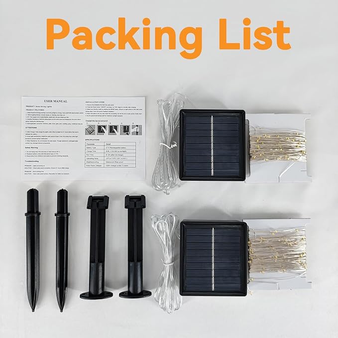 Solar String Lights Outdoor Waterproof 2 Pack Total 66ft 200LED 8 Modes Twinkle Lights Solar Fairy Lights for Patio, Garden Yard Party Wedding Tree Christmas Halloween Decoration, Multicolor