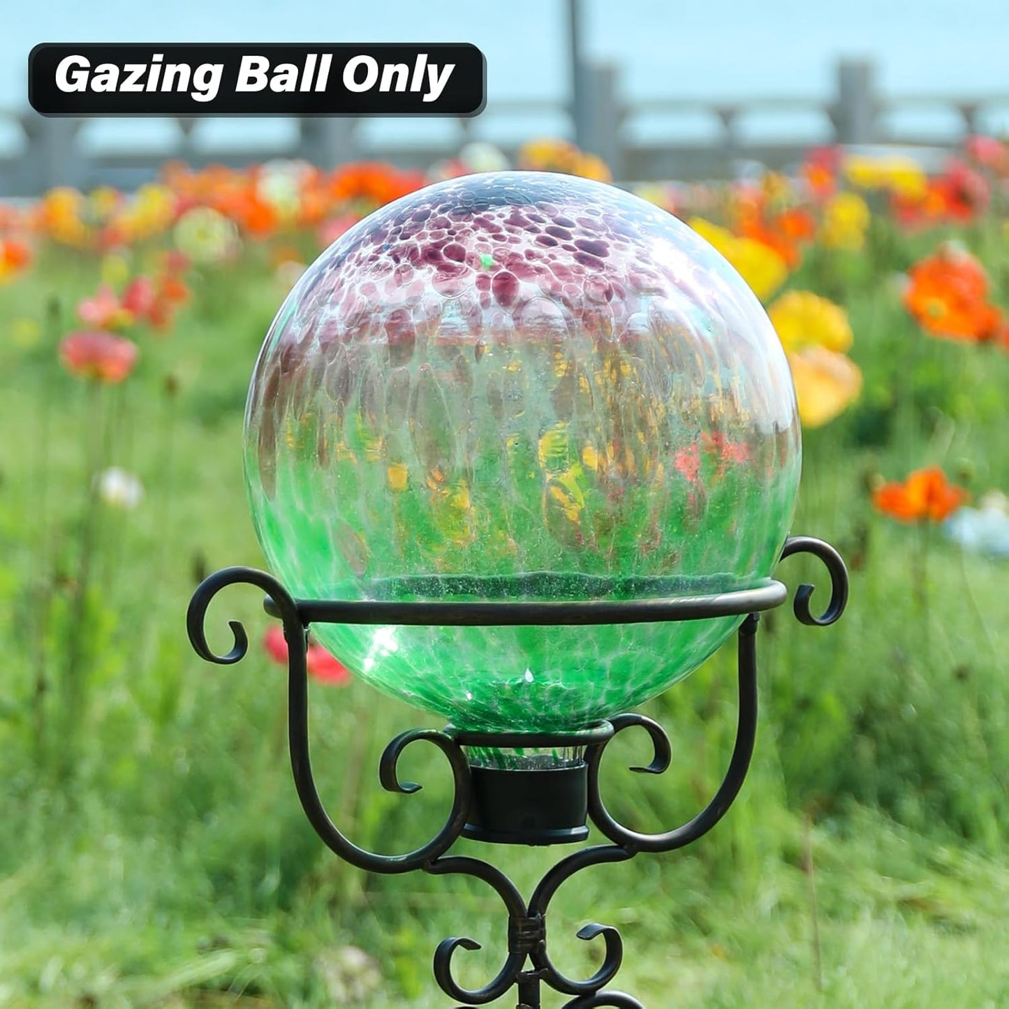 Gazing Ball 10 Inch Glass Reflective Garden Globe Outdoor Gazing Globe Sphere Yard Ornament for Garden Yard Home Outdoor Decoration Gift for Women (Green)