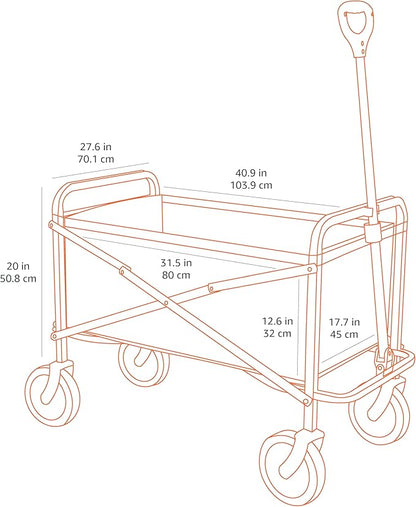 Amazon Basics Collapsible Folding Heavy Duty Utility Wagon for Outdoor Sports, 265 pounds Weight Capacity, Camping, Garden, and Shopping, 27.6 x 40.9 x 20 inches, Blue